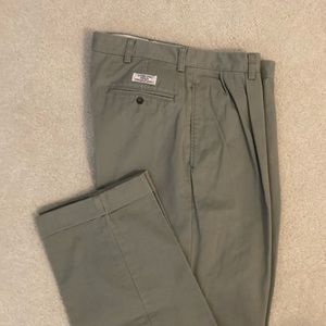 Men’s Ralph Lauren olive green cotton pants with cuff and pleats.  Size 34x34.